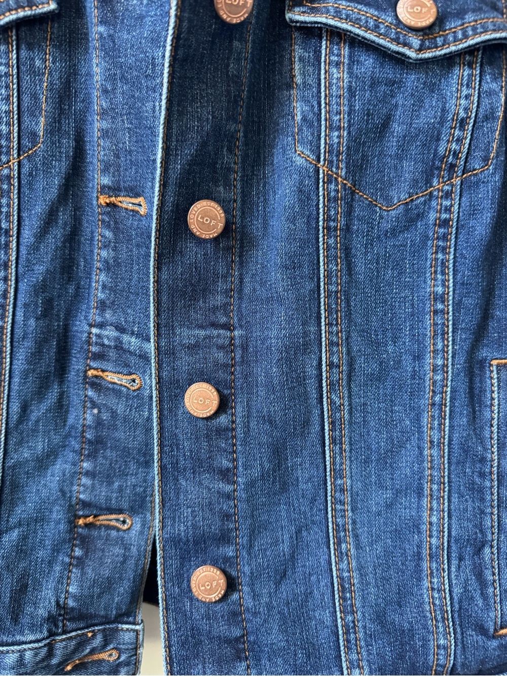 Loft Women's Dark Blue Denim Jacket Petite Large - Picture 7 of 10